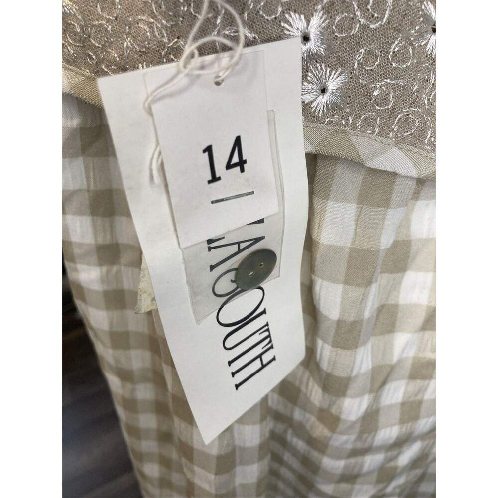 Cottagecore Prairie Dress Women’s 14 Gingham Embroider Vintage Plaza South New - Picture 10 of 11